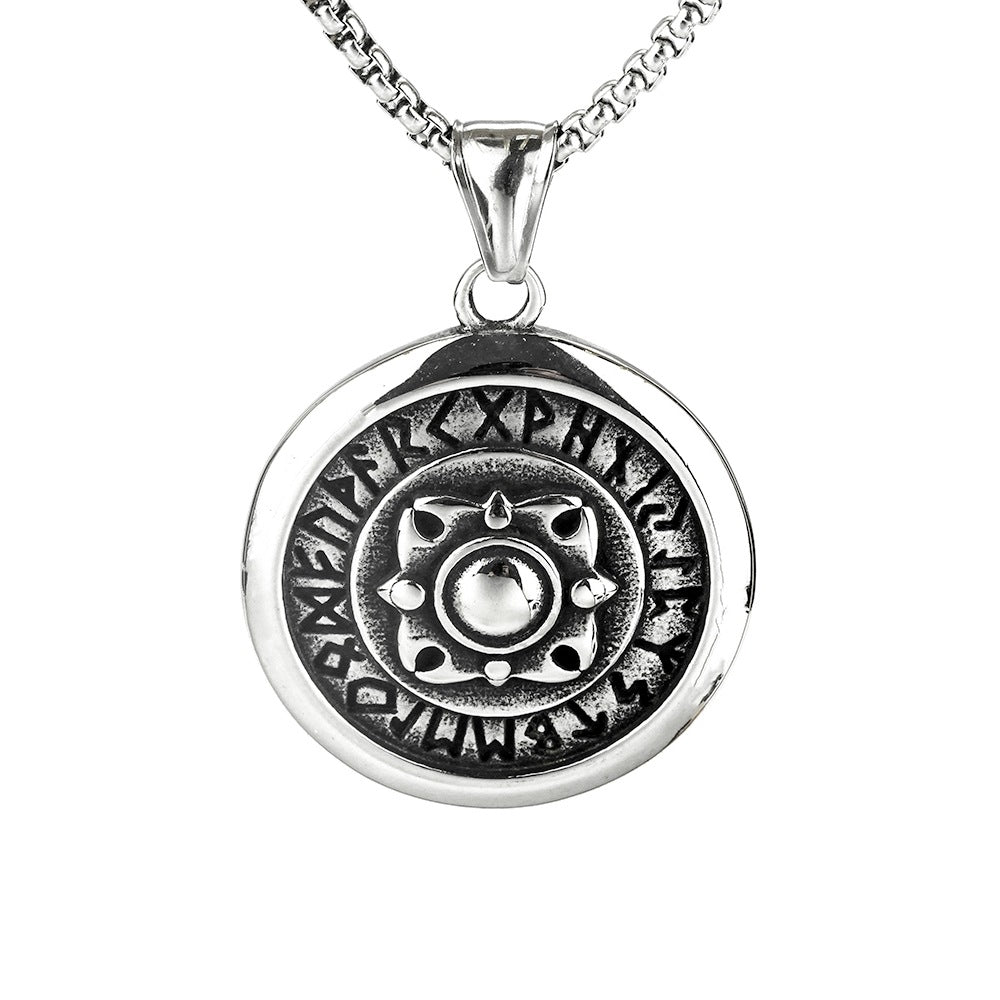 European And American Jewelry Wholesale Titanium Steel Men's Pendant Necklace Retro Viking Shield