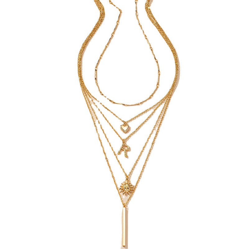 European and American Fashion 2-Piece Love Letter R Necklace Set - Vienna Verve Collection