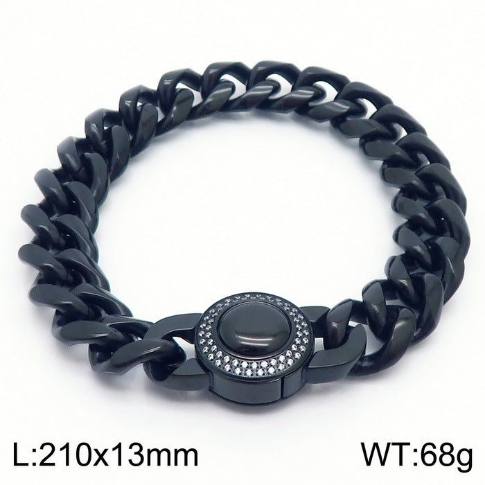 Bracelet Of The – Cnc Zircon Cuban Chain Titanium Steel Men's