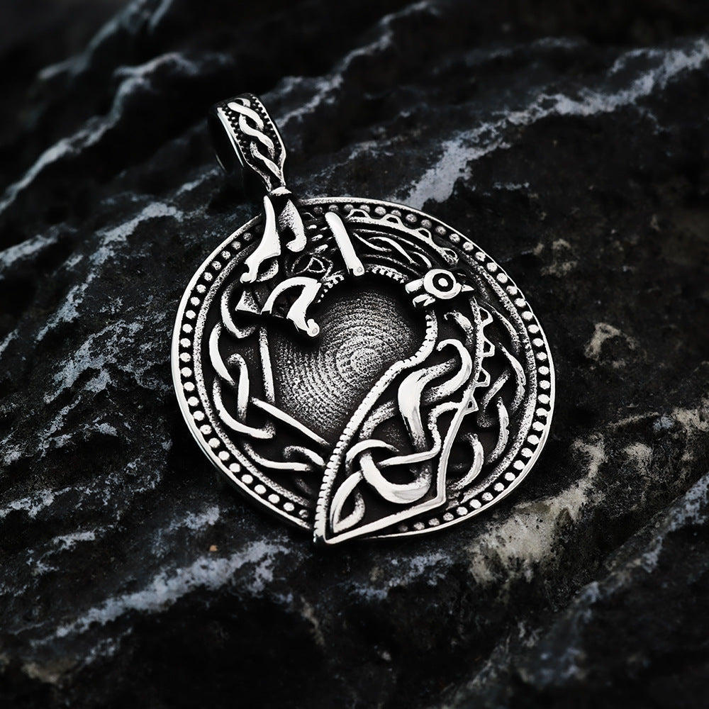 European And American Retro Stainless Steel Viking Wolf Necklace