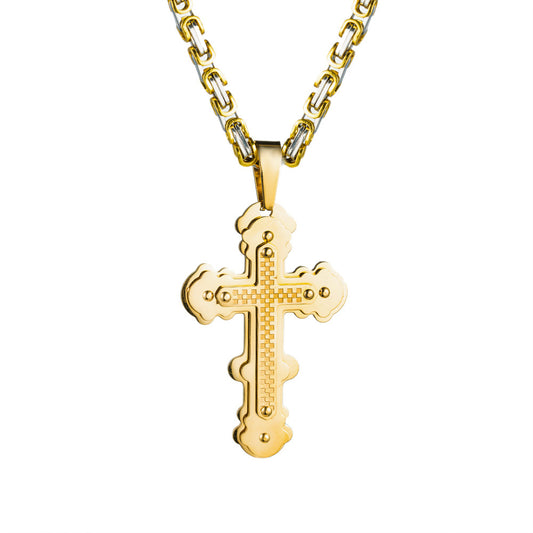 Planderful Triple Cross Pendant Necklace For Men Versatile