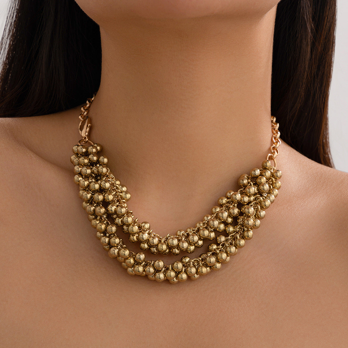 Oversized Round Bead Drop Necklace