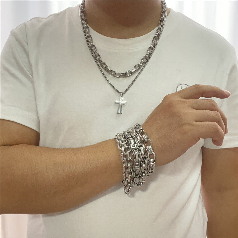 Trendy Personalized Titanium Steel Cross Pendant Necklace for Men