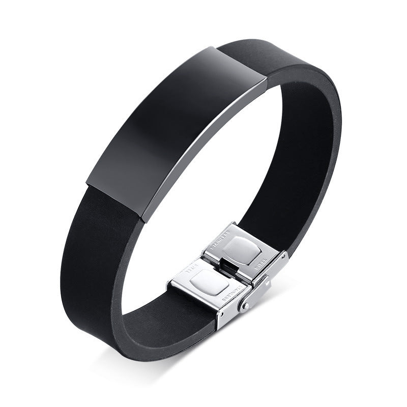 Cross-Border Curved Brand Silicone Bracelet for Men