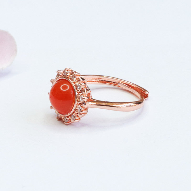 Sunlight Spark Agate Ring with Zircon Accent