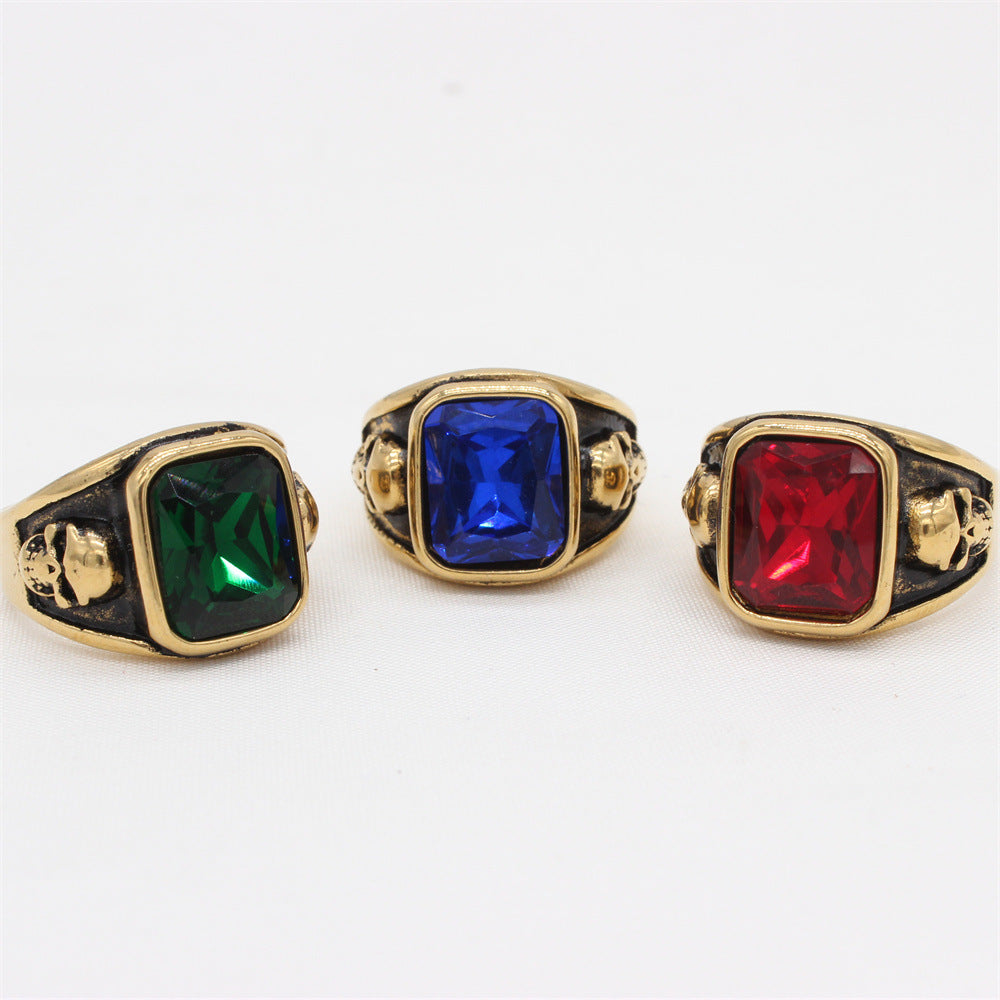 Planderful Skull Zircon Ring Titanium Steel Unisex Protection Statement For Men And Women