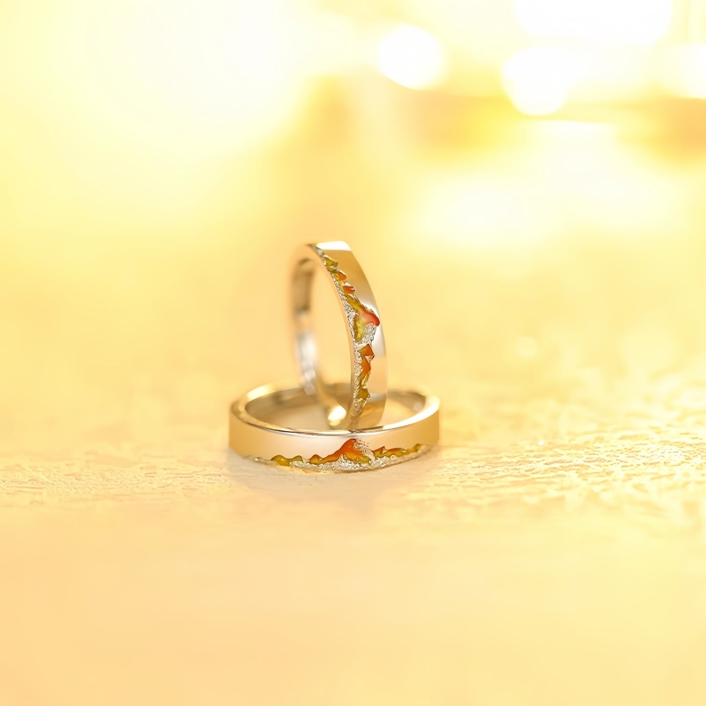 Planderful Sterling Silver Ring 925 Golden Mountain Shining Design Adjustable For Girlfriend Gift