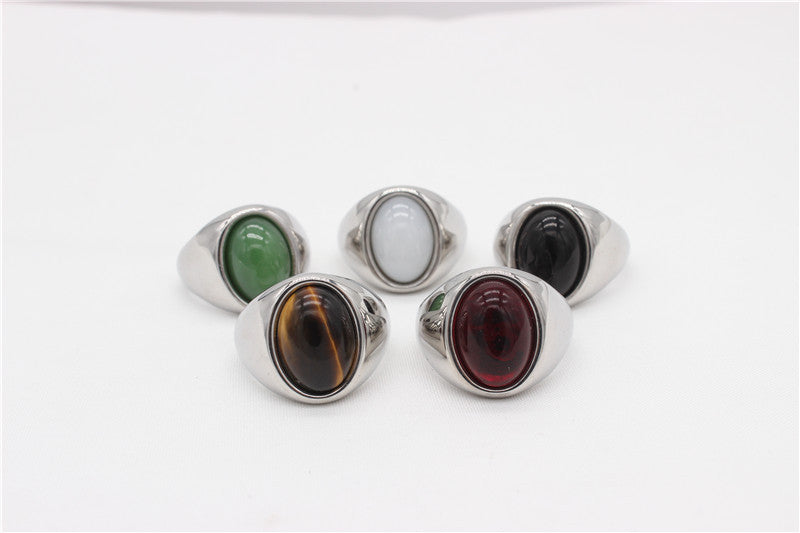 Planderful Titanium Steel Ring Unisex Retro Court Style Oval Design For Everyday Fashion Lovers