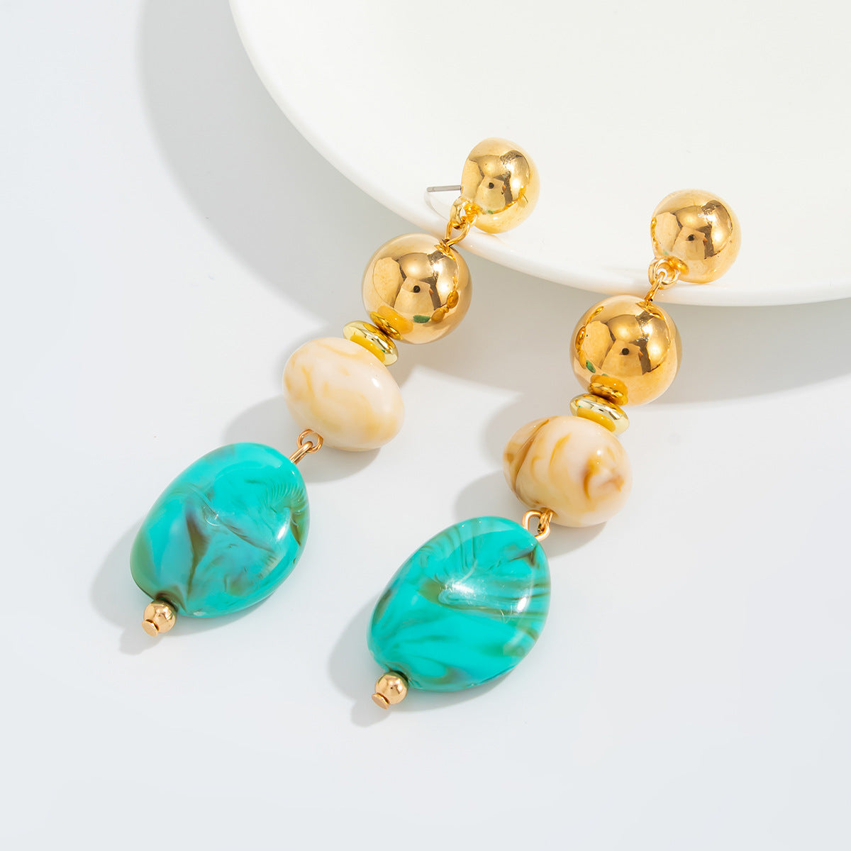 Planderful Vienna Verve Turquoise Fringe Stud Earrings For Women Ethnic Boho Statement Jewelry