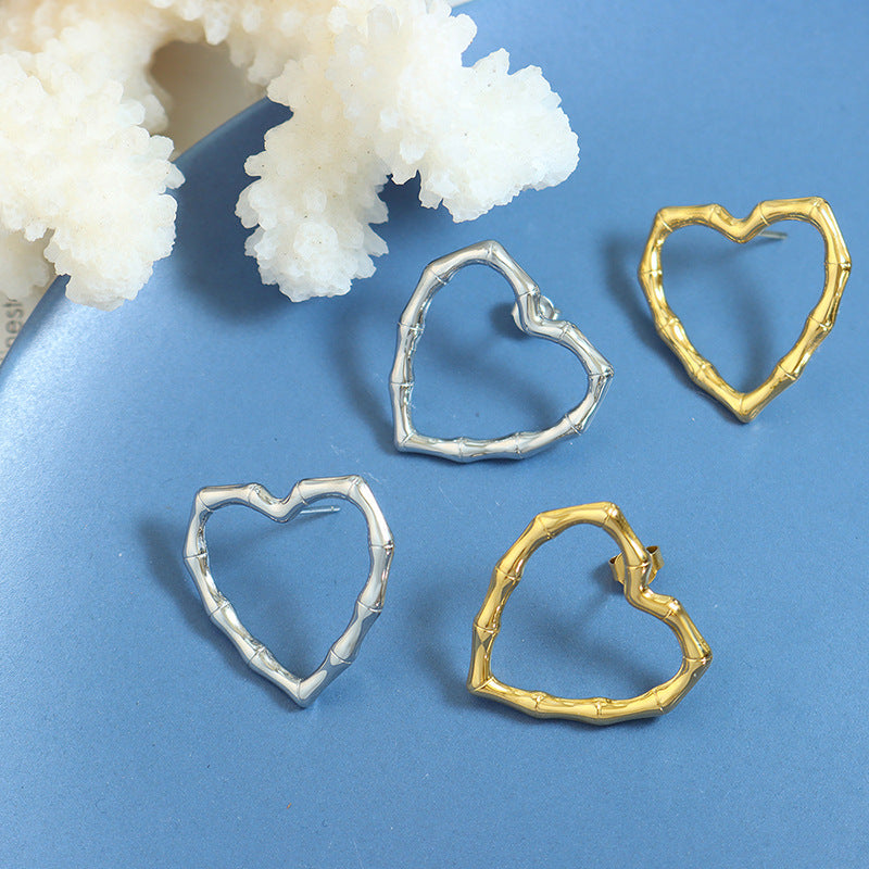 Golden Love Handmade Earrings with Titanium Steel Studs