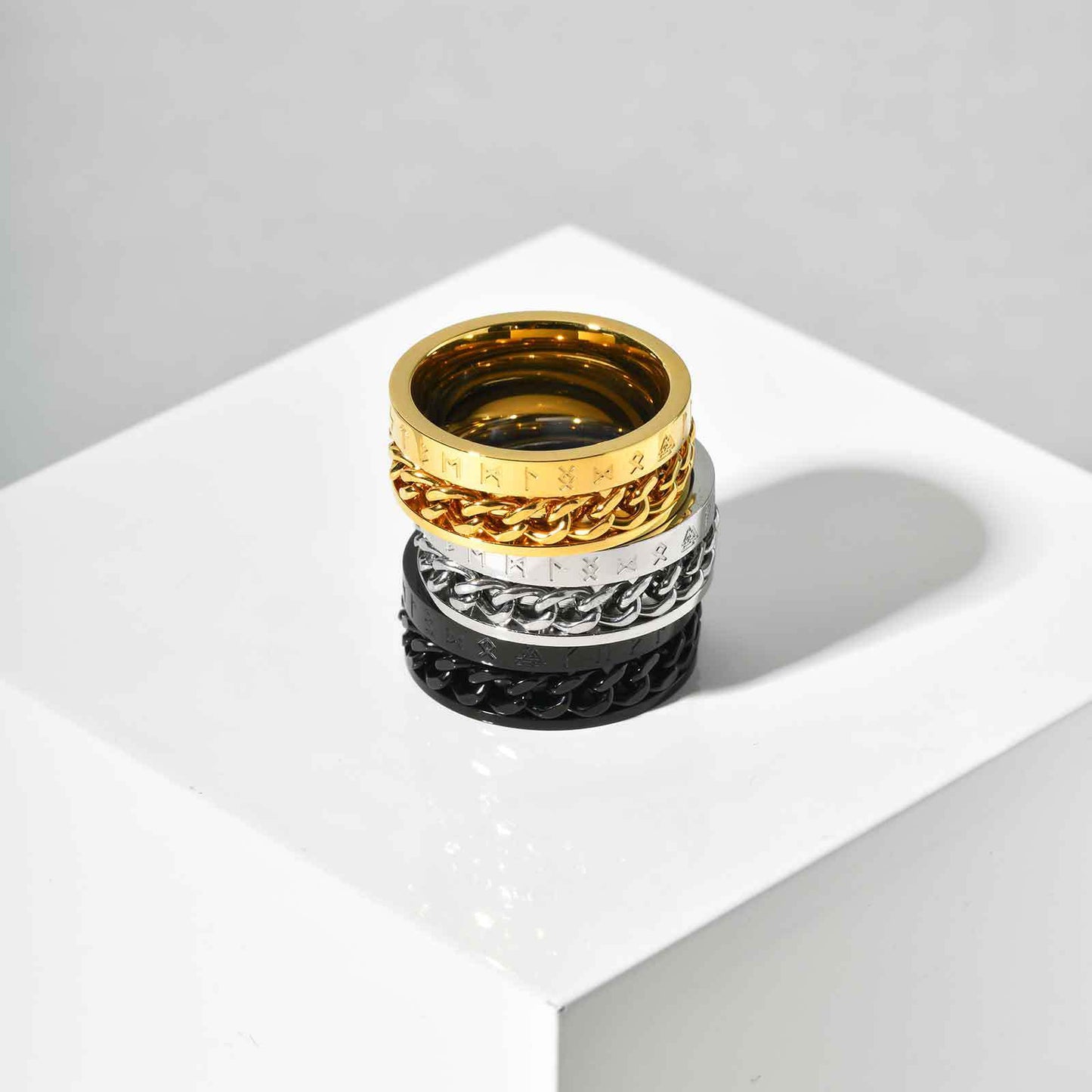 Viking Chain Rotatable Stainless Steel Ring Gold For Men