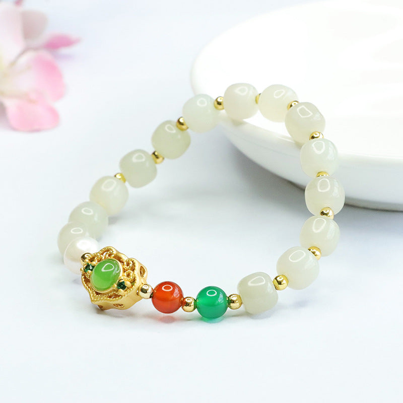 Qingshui Hetian Jade Ruyi Bead Bracelet