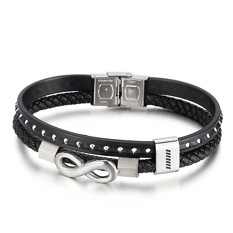 Planderful Mens Leather Bracelet Everyday Genie Weave
