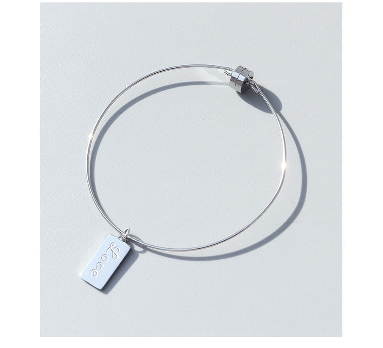 Geometric Square Magnet Bracelet in 18k Gold Plated Titanium Steel for Women