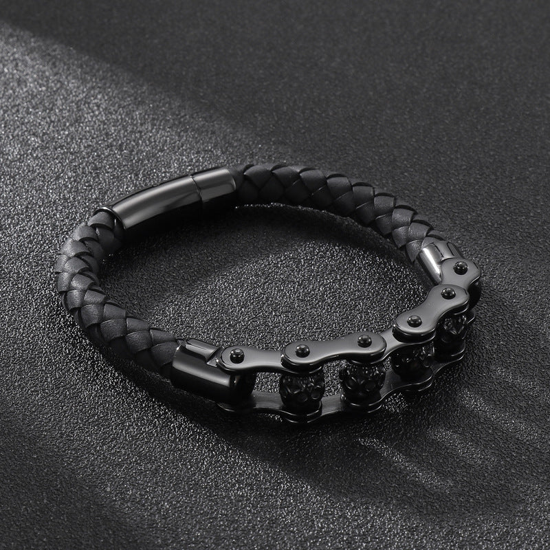 Planderful Locomotive Leather Bracelet Men Rotatable