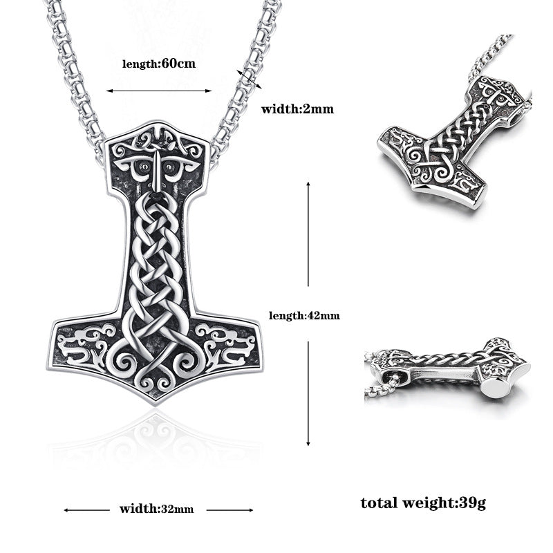 Steel Necklace - Luxury Viking Thor's Hammer For Men