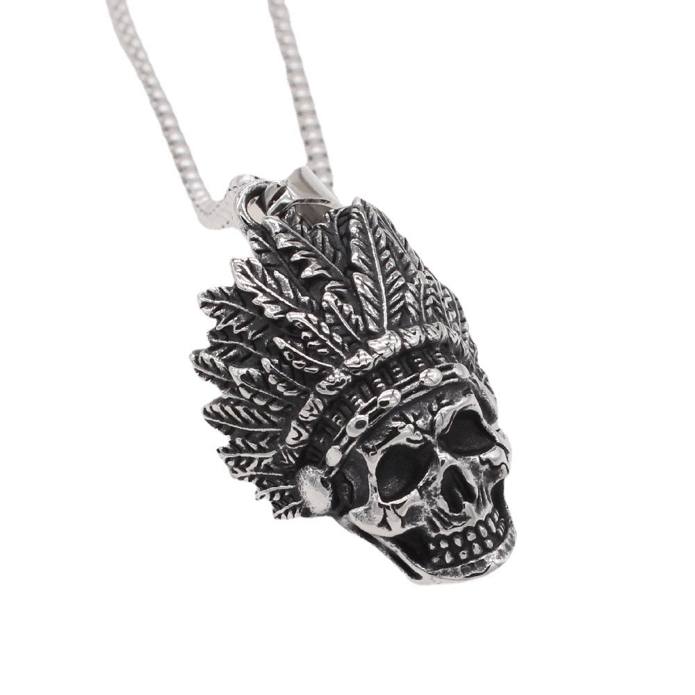 Chief Skull Titanium Steel Pendant Necklace