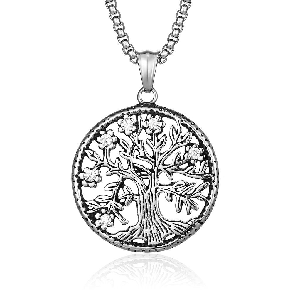 Planderful Celtic Tree Of Life Necklace For Modern Hipster Style Enthusiasts Durable Steel Pendant