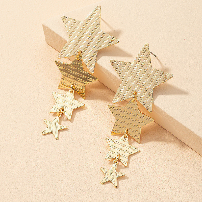 Exaggerated Fashion Metal Star Earrings - Wholesale Pair for Women's Cross-Border Style