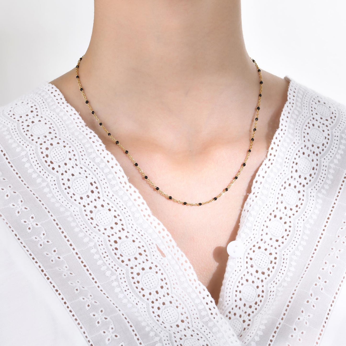 European And American Jewelry Stainless Steel Epoxy Necklace