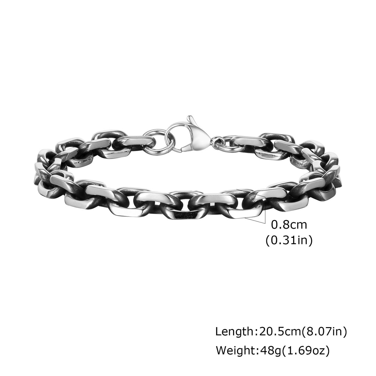 Corner Chain Thick Simple Stainless Steel Bracelet for Men