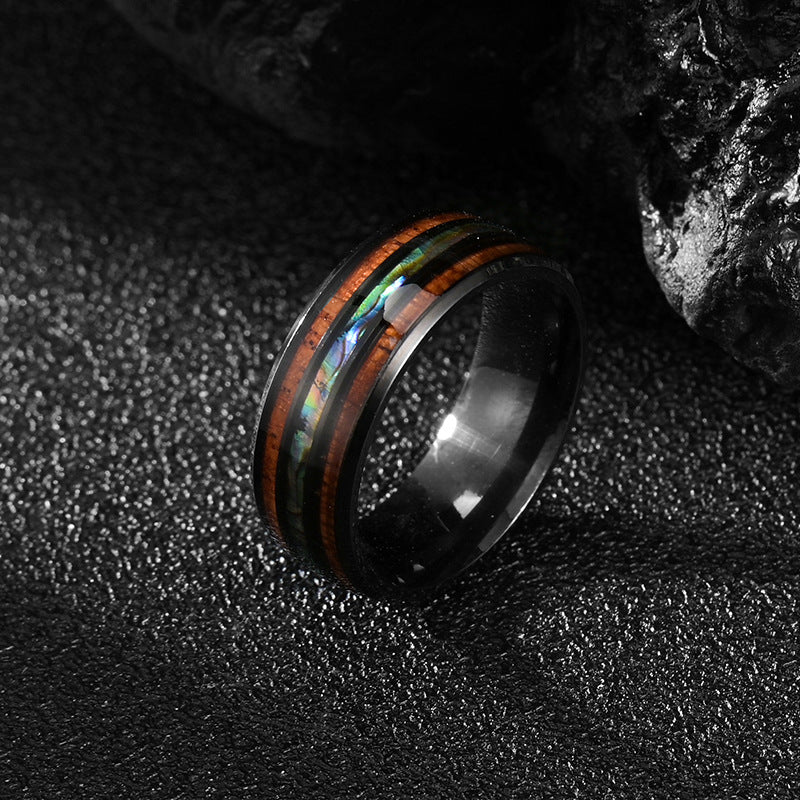 Natural Element Hawaiian Acacia Wood and Titanium Steel Men's Ring