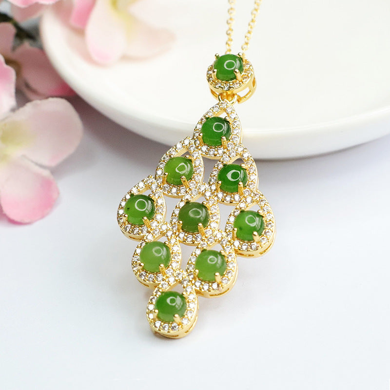 Jade Rhombus Necklace with Sterling Silver Chain