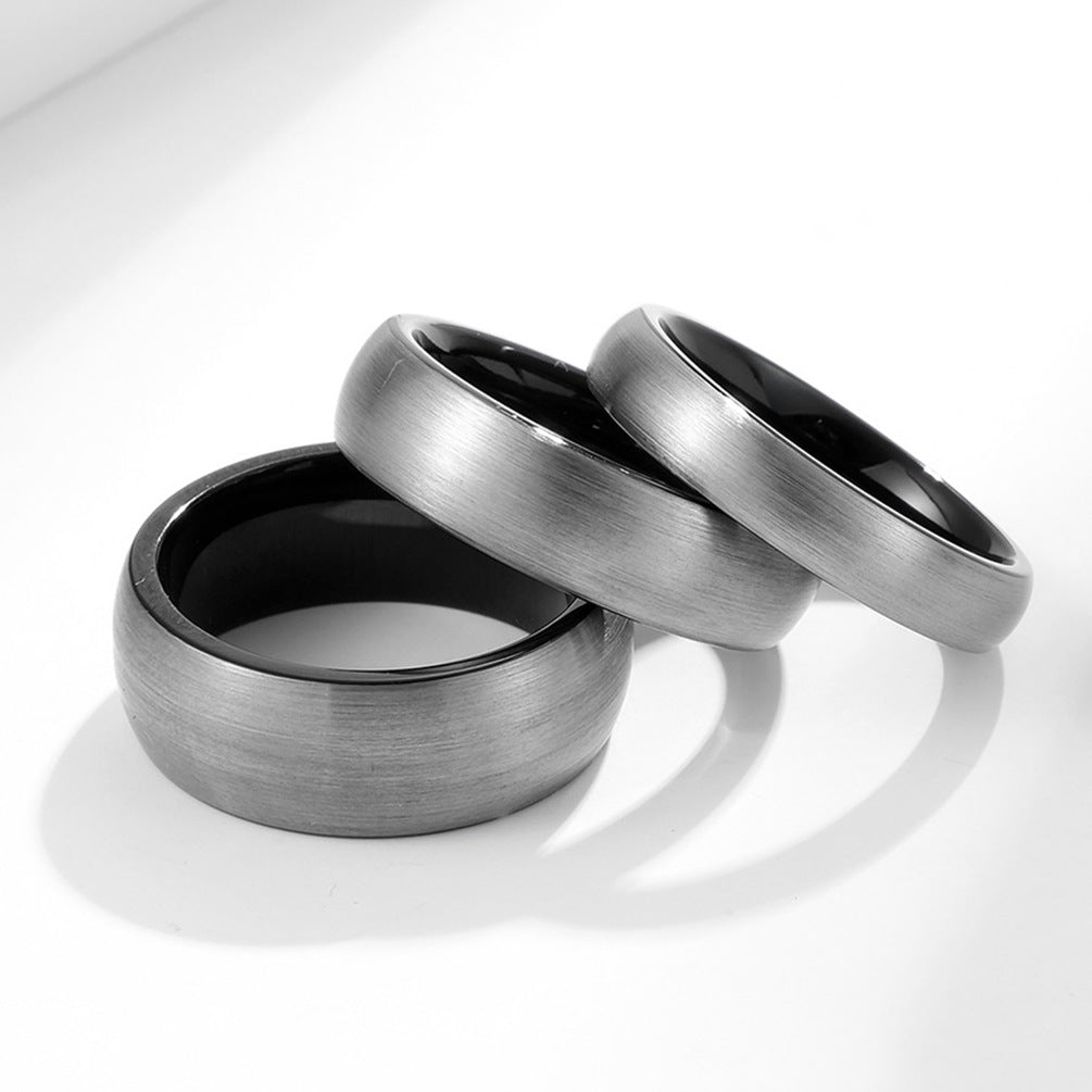 Curved Sand Surface Tungsten Steel Ring for Men