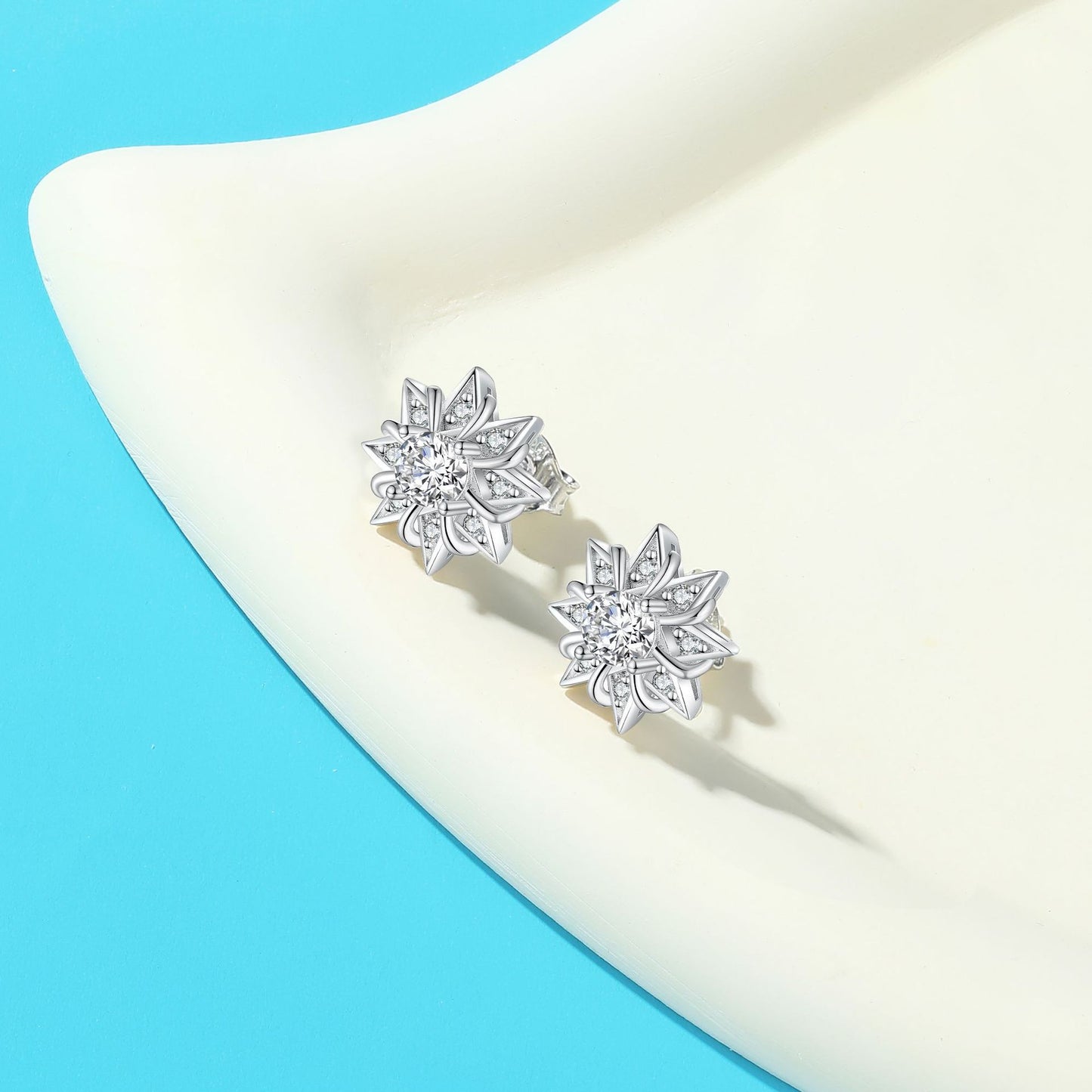 Fashion 925 Sterling Silver Sunflower Stud Earrings Wholesale