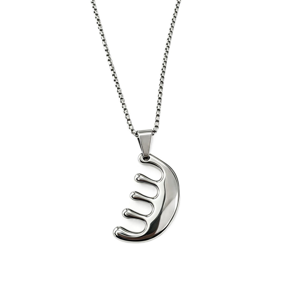 Europe – America – Titanium Steel Comb Pendant Necklace Men's Cool Clavicle Chain