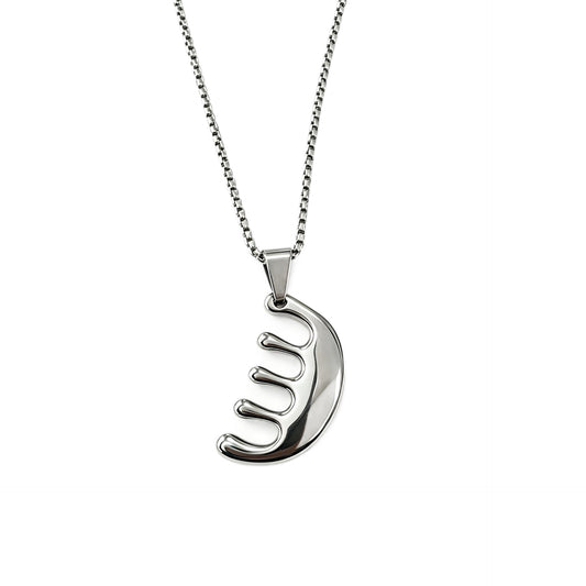 Europe – America – Titanium Steel Comb Pendant Necklace Men's Cool Clavicle Chain
