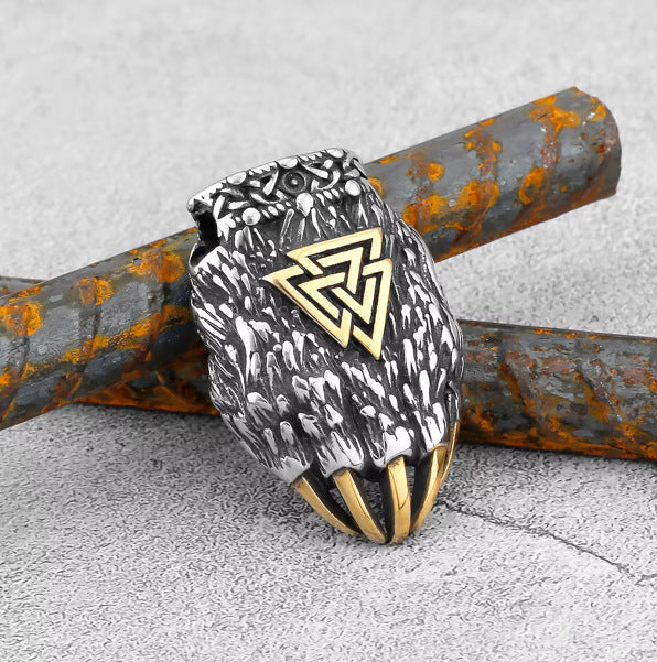 1. Planderful Stainless Steel Necklace With Retro Viking Triangle Logo Bear Claw Pendant For Men