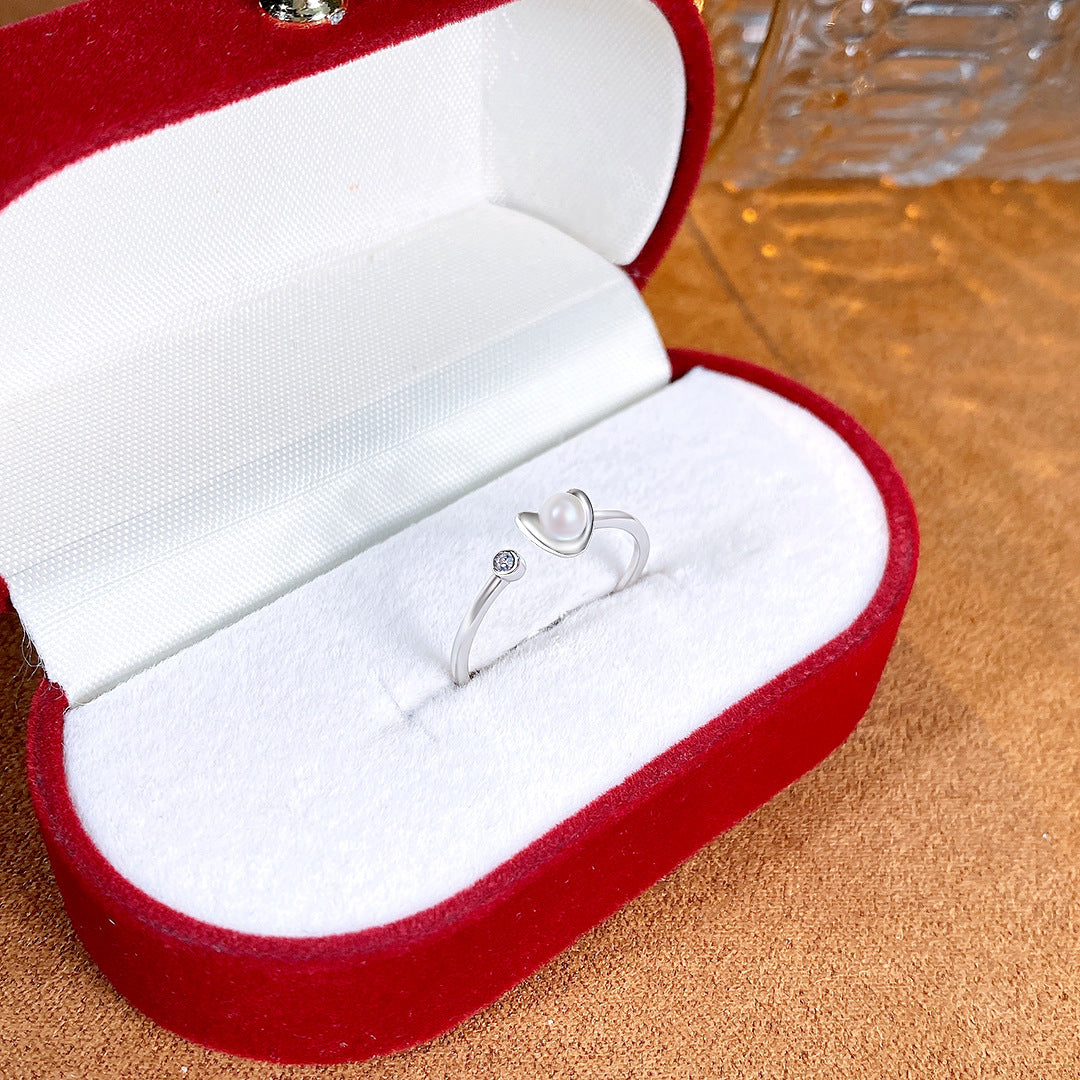 S925 Sterling Silver Freshwater Pearl Ring — Adjustable