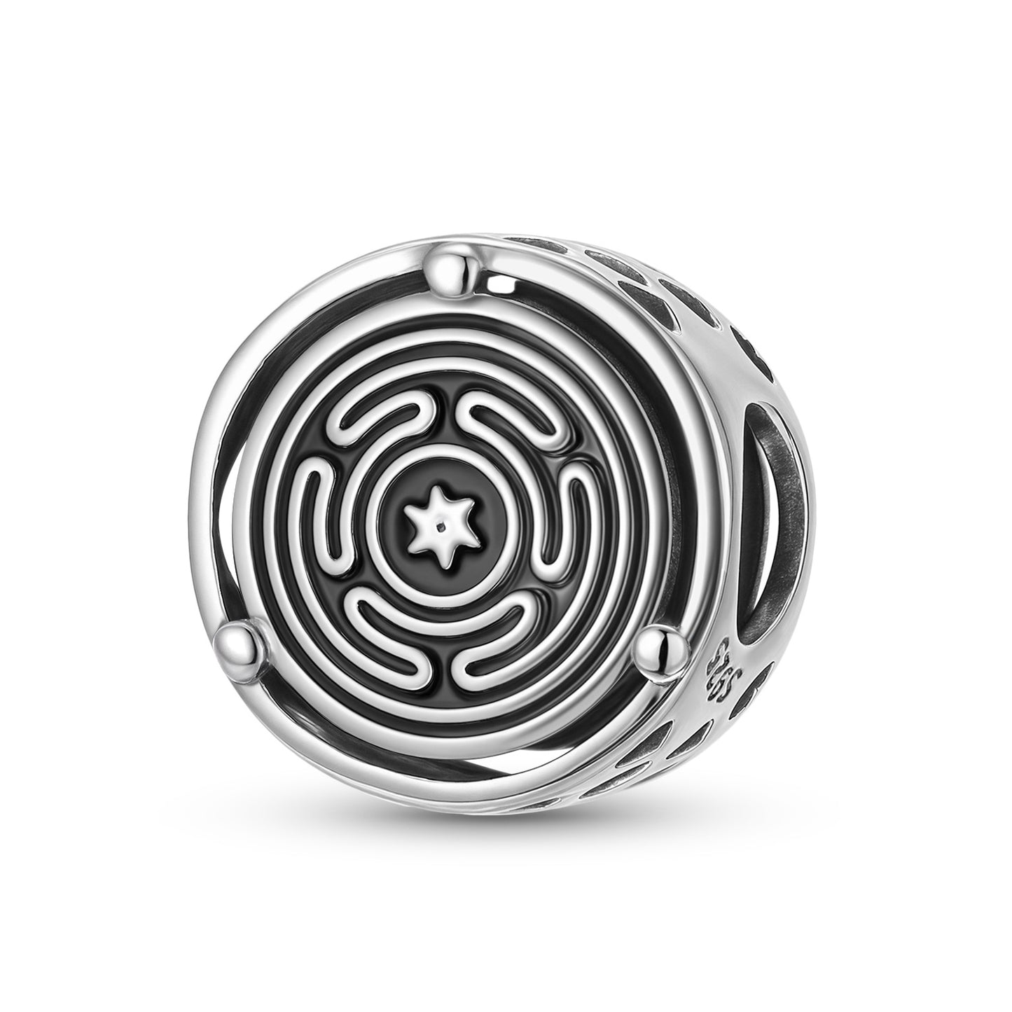 Planderful Jewelry Hecates Wheel Circle Of Life Beaded Sterling Silver Bracelet Pendant