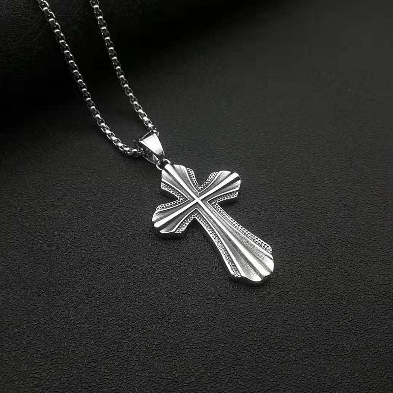 Stainless Steel Necklace – Statement Punk Cross Pendant For Everyday Religious Style