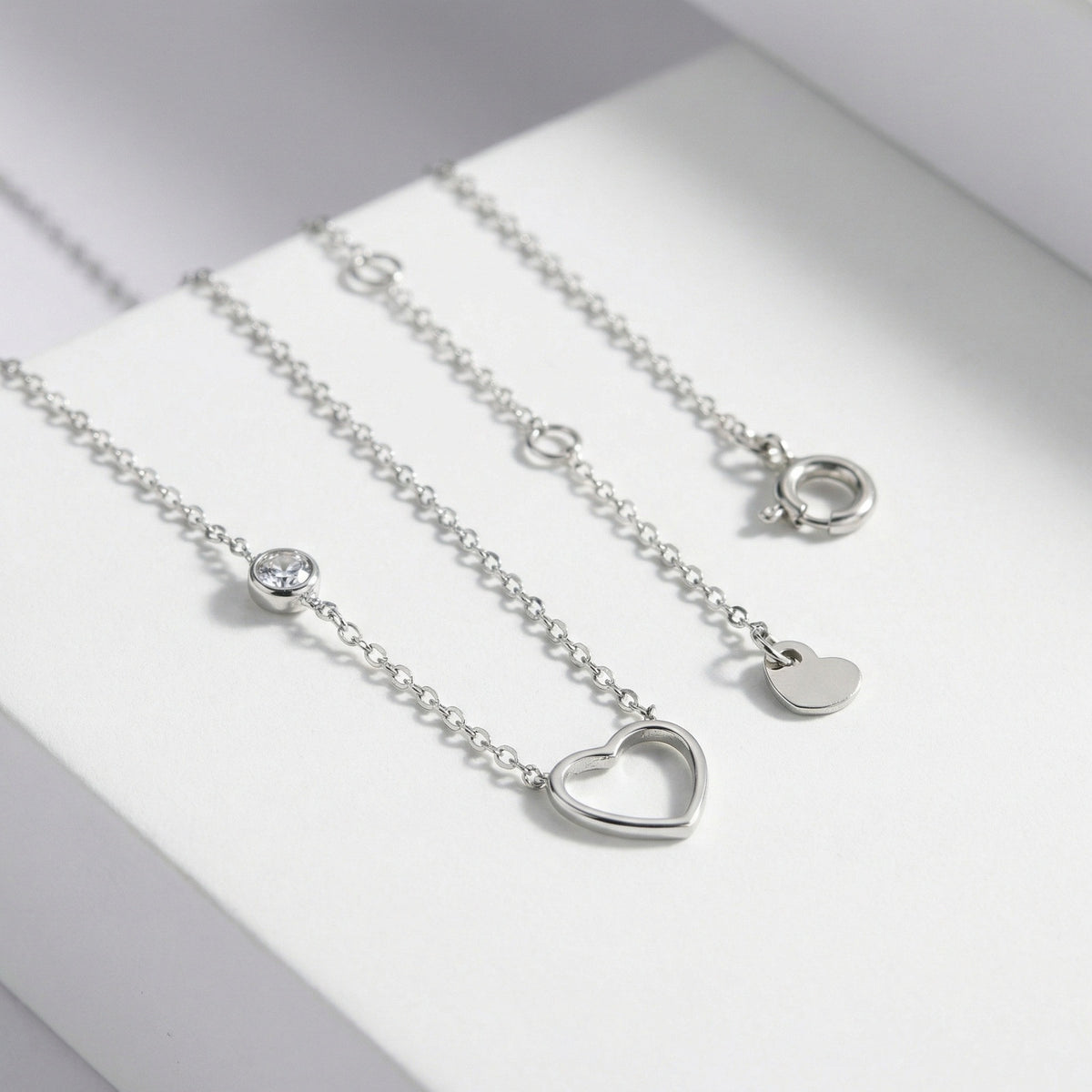 Stainless Steel Zircon Hollow Heart Necklace Collarbone Chain