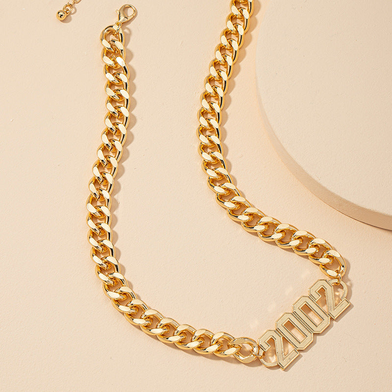 European and American Urban Style 2002 Digital Coarse Chain Necklace - Vienna Verve Collection