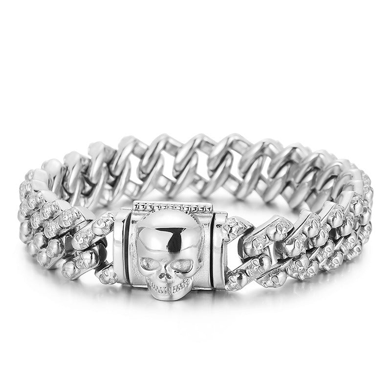 Vibrant Retro Skull Titanium Steel Men's Bracelet for Bold Style