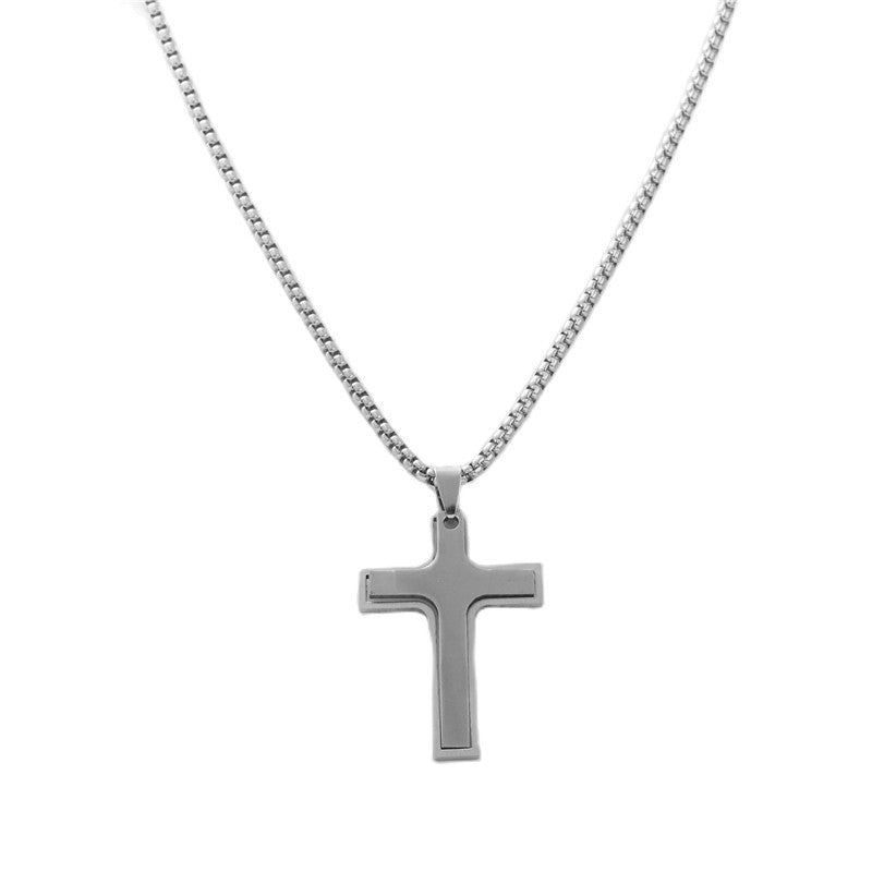 Personalized Retro Titanium Steel Cross Pendant Necklace for Men - Trendy Stainless Steel Design