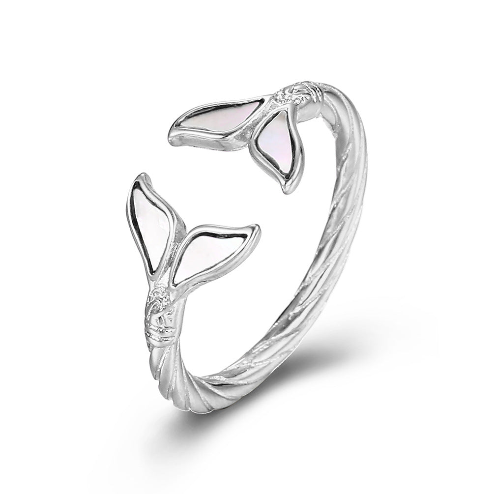 Planderful Everyday Genie Titanium Steel Fishtail Ring For Women Luxury Hand Jewelry