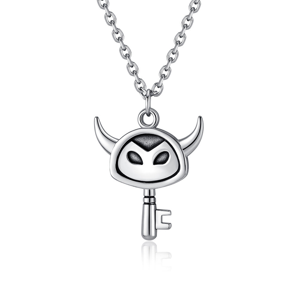 Planderful Little Devil Key Necklace Stainless Steel Durable Pendant For Edgy Retro Fashion Lovers