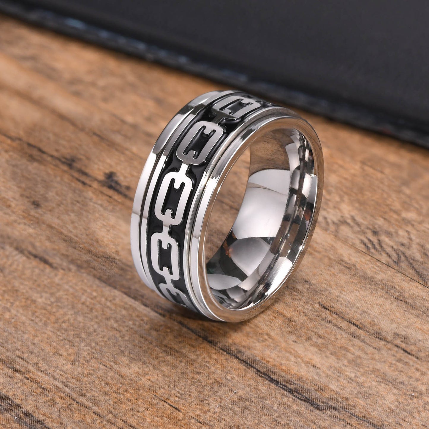 Cross-Border Amazon Jewelry Titanium Steel Men's Rotatable Ring