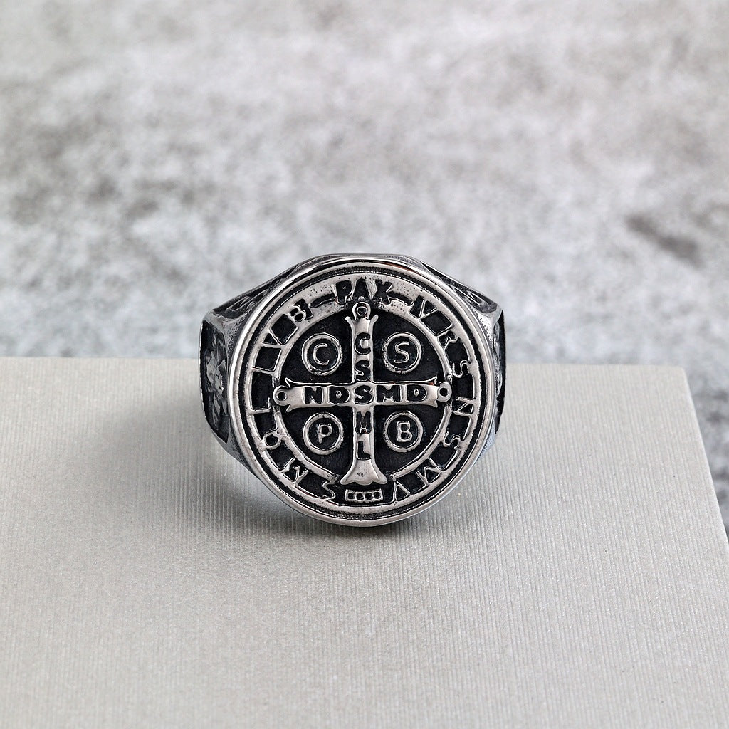 Vintage Cross Stainless Steel Men's Ring