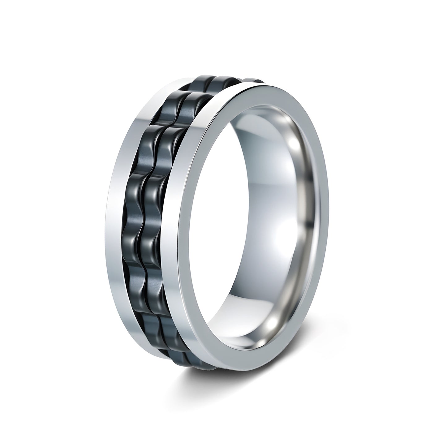 Planderful Rotating Gear Ring Multicolor For Men Unisex Titanium Steel Decompression Jewelry