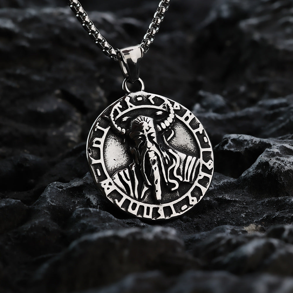 European And American Stainless Steel Men's Pendant Odin Necklace