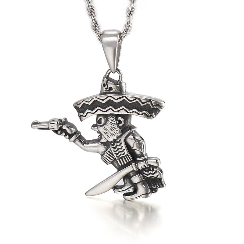 Pirate Charm Titanium Pendant - Unique Men's Jewelry Piece