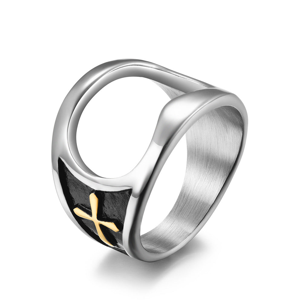 Embossed cross functional titanium steel bottle opener ring ring, nic ...