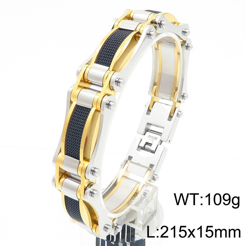 Planderful Mens Tri Color Stainless Steel Bracelet For Men