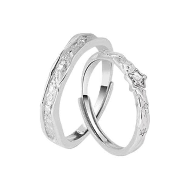 Planderful Polaris 925 Sterling Silver Couple Ring For Couples Adjustable Gift For Girlfriend Boyfriend