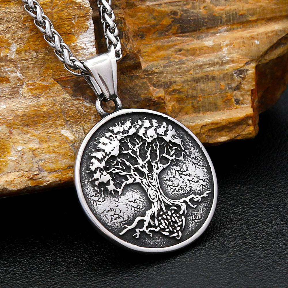 Vintage Tree of Life Viking Stainless Steel Men's Pendant Necklace